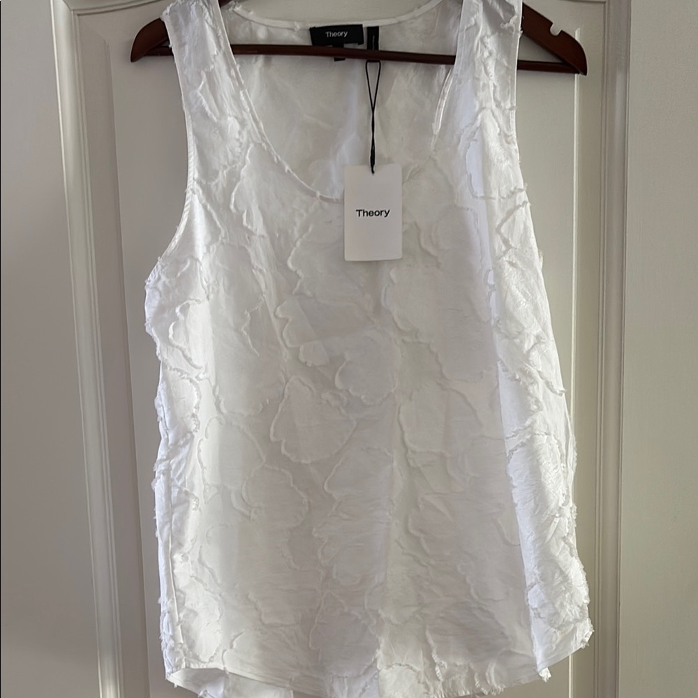 Theory Women's White Textured Tank Top sz Large $255